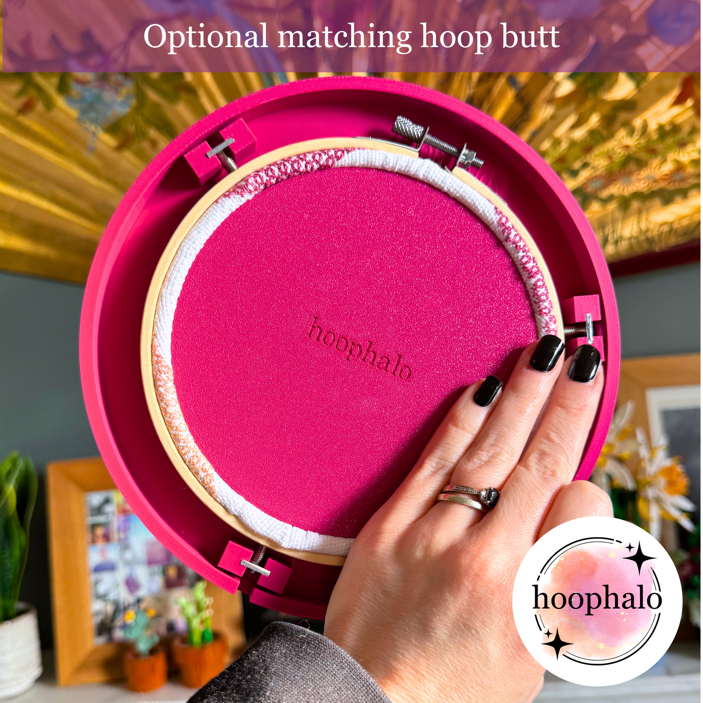 Raspberry Pink / Plum Embroidery Hoop Frame