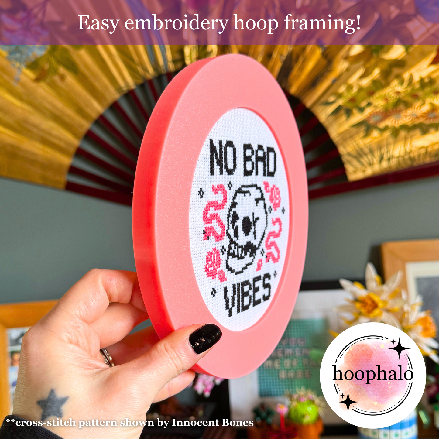 Glow in the Dark Pink Embroidery Hoop Frame