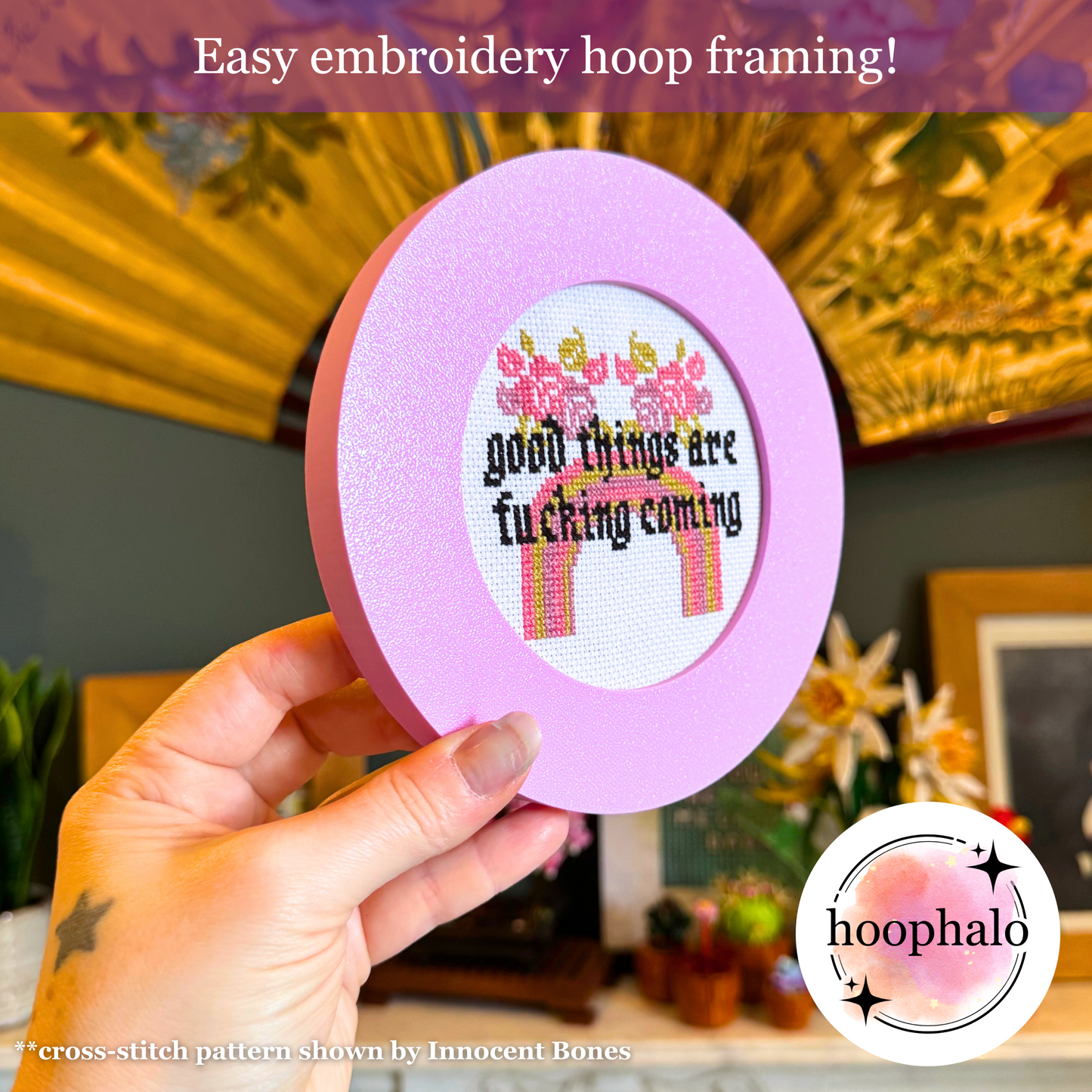 Lilac Purple Embroidery Hoop Frame