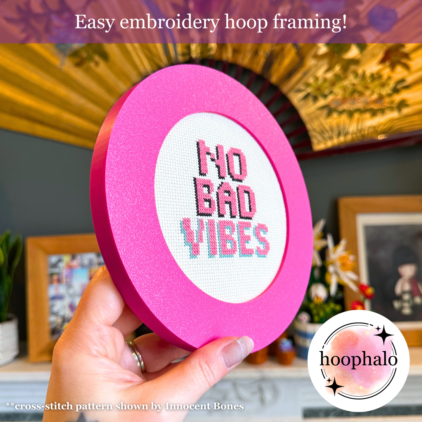 Magenta Pink Embroidery Hoop Frame