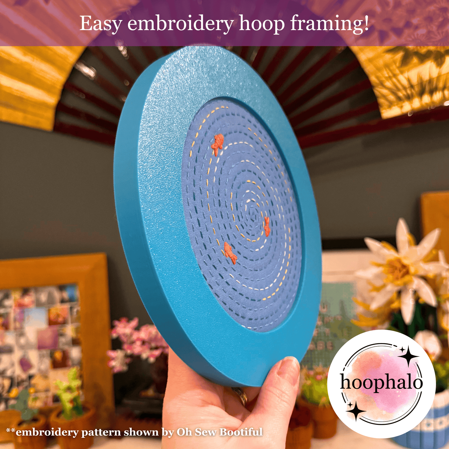Lagoon Blue Embroidery Hoop Frame